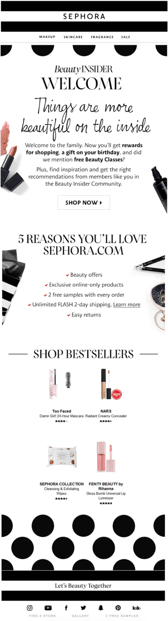Dynamic email example: Sephora