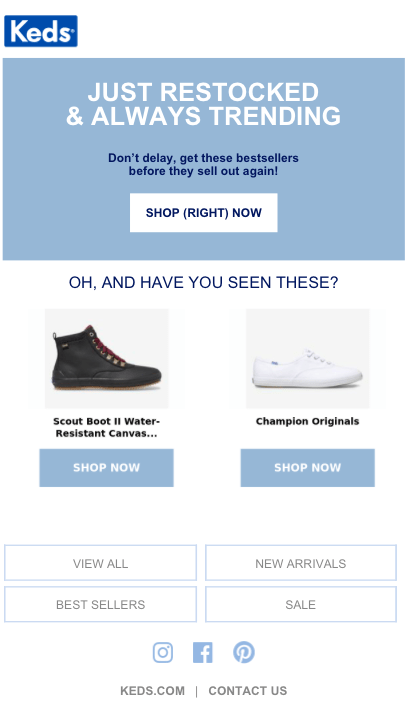 Dynamic email example: Keds