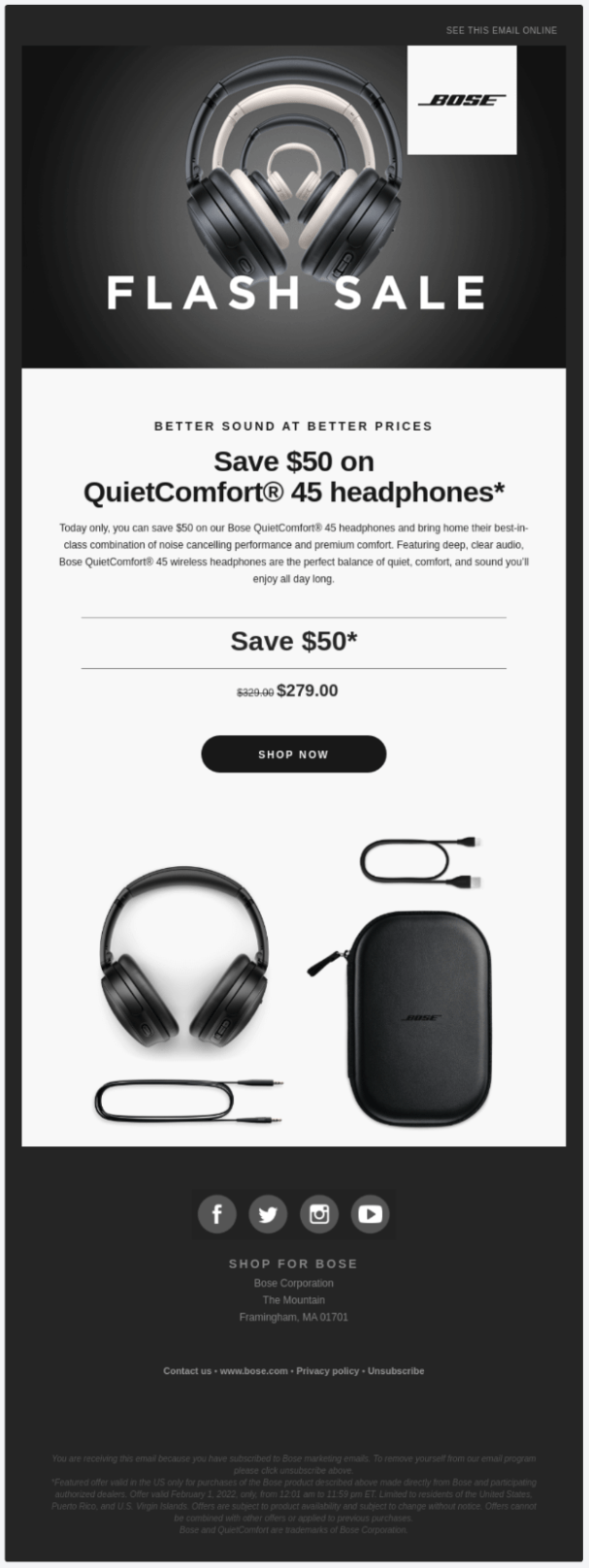 Bose flash sale email