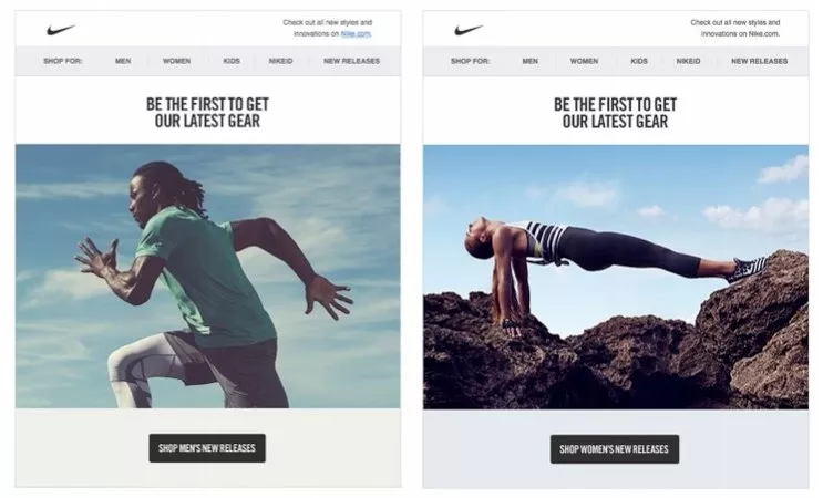 Dynamic email example: Nike