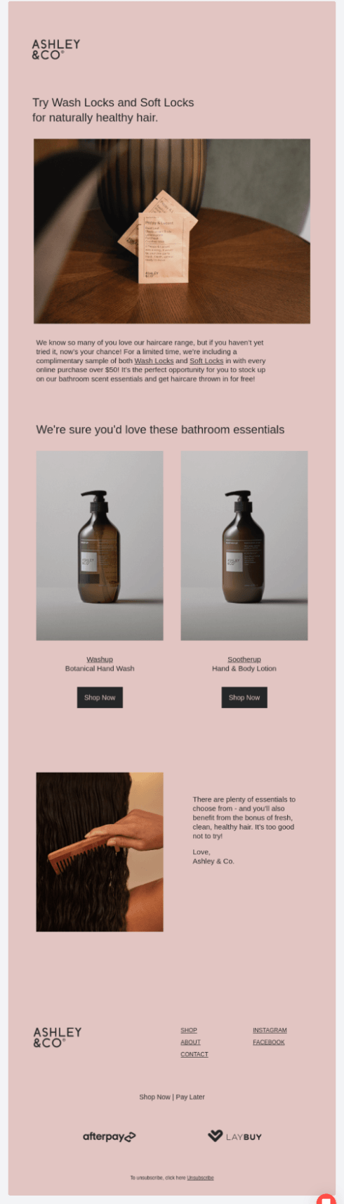 Ashley & Co email newsletter
