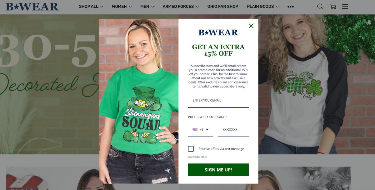 build an email list with a popup