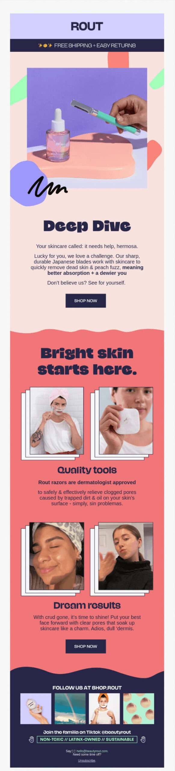 Rout: Skincare email example
