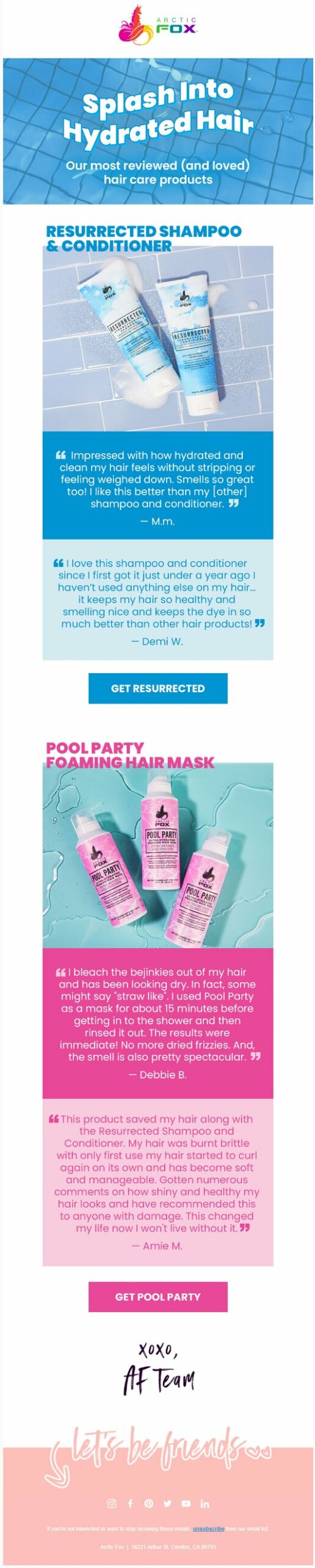 Haircare email example: Arctic Fox