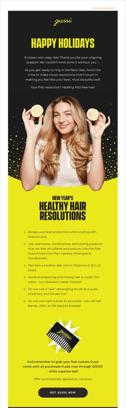 hair care email example: gussi