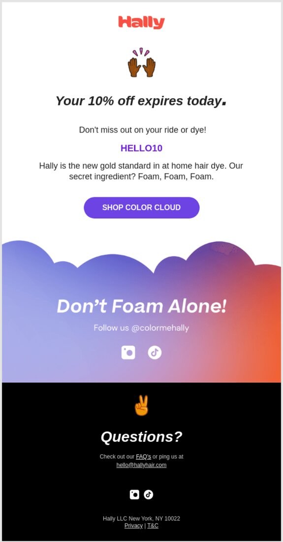 hair care email example: Hally