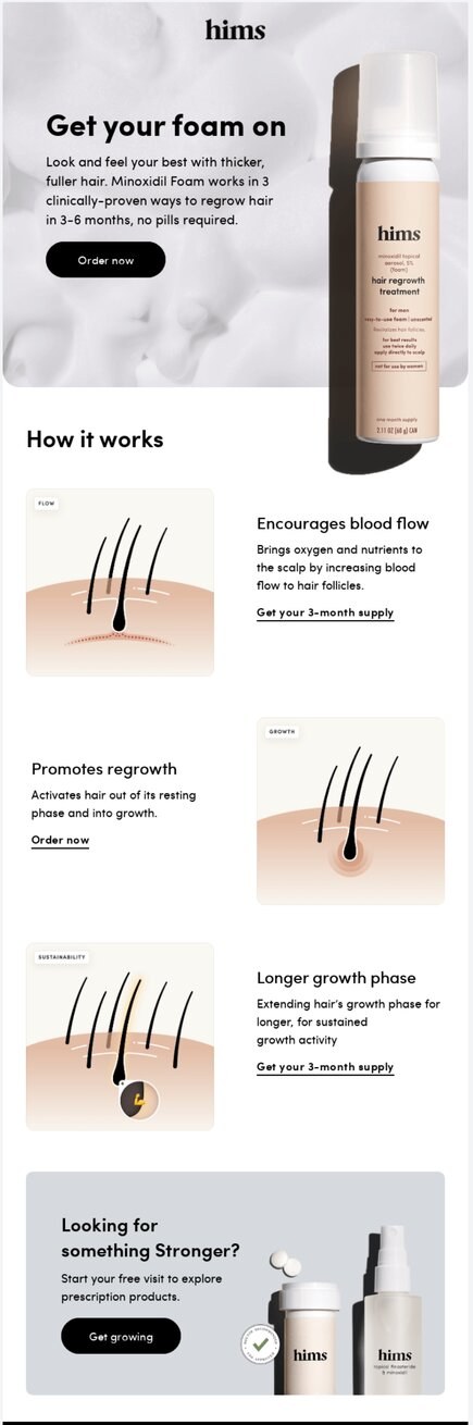 hair care email example: hims