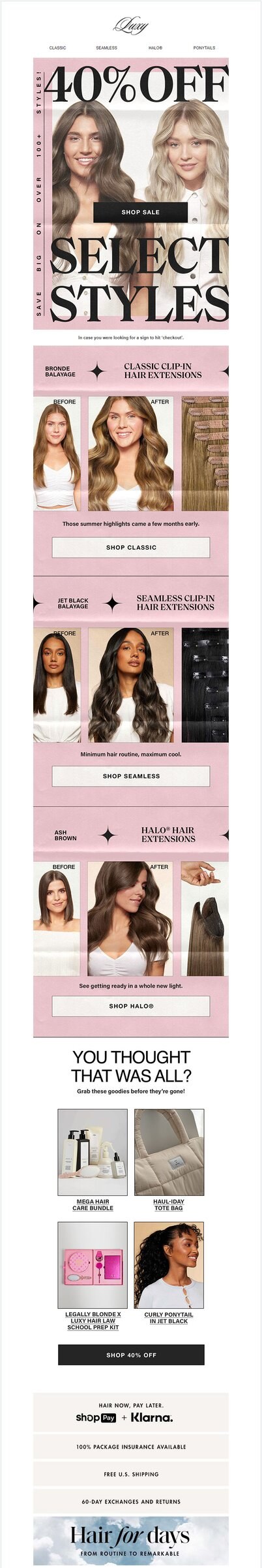 Hair care email example: Luxy hair