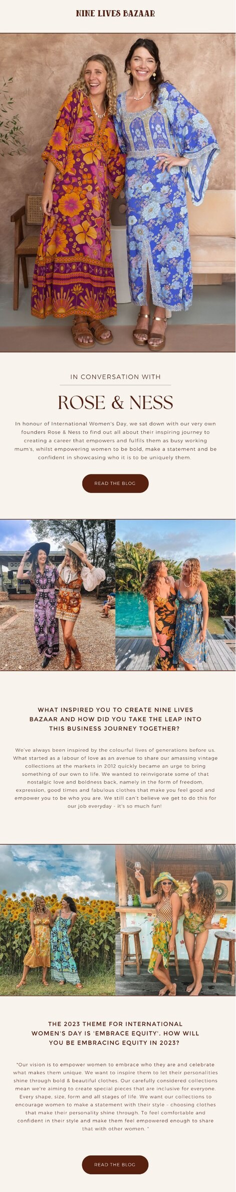 Nine Lives Bazaar's International Women's Day email example