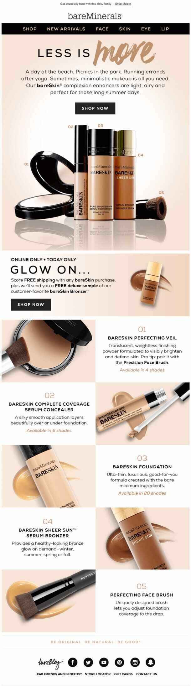 Bareminerals: Skincare email example
