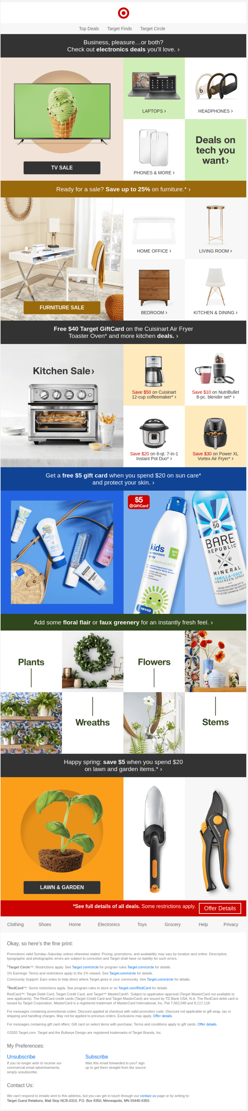 Target email providing multiple discounts