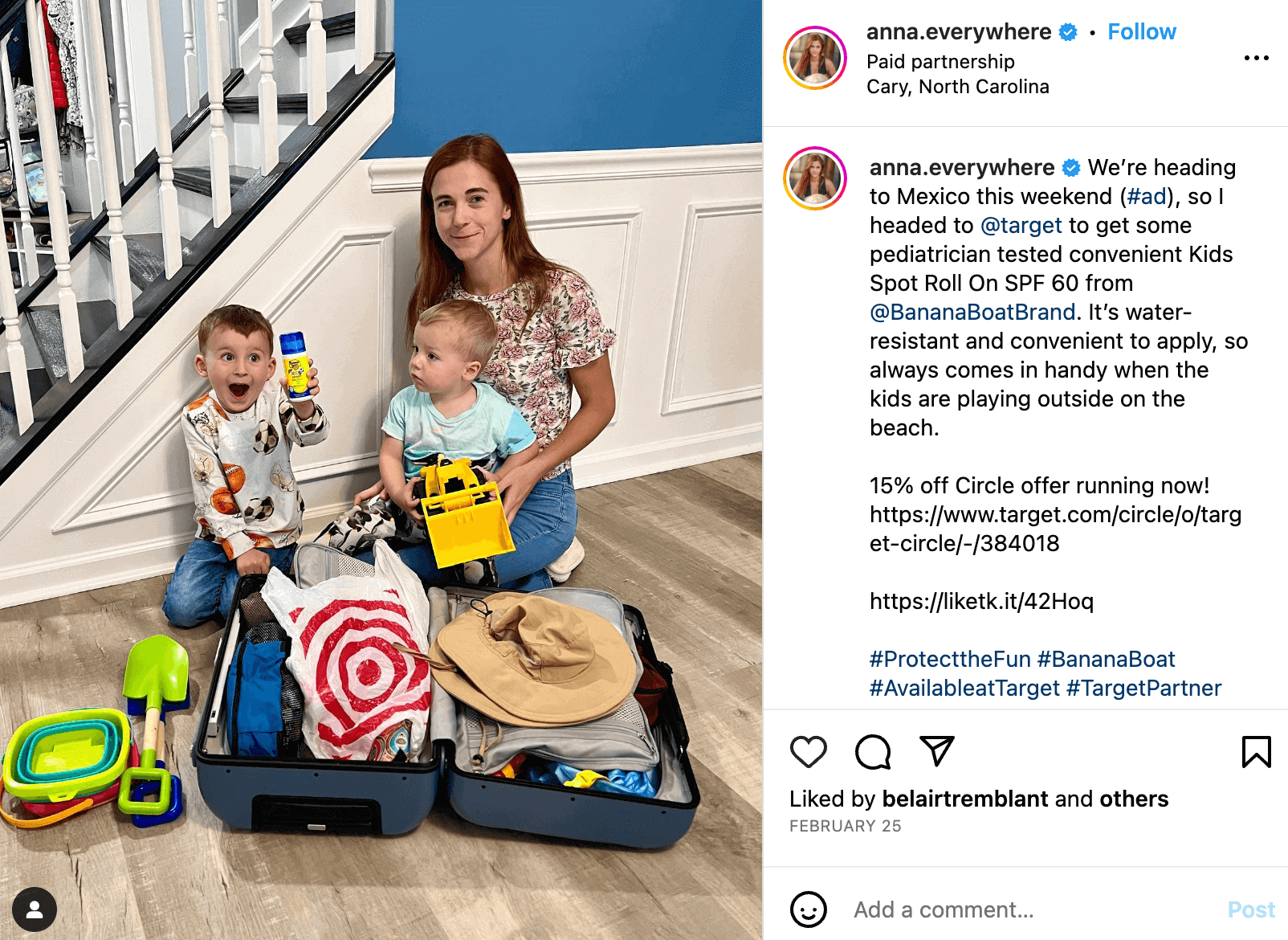 Instagram influencer's post with affiliate links