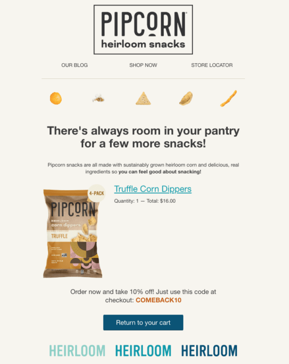 cart abandonment email