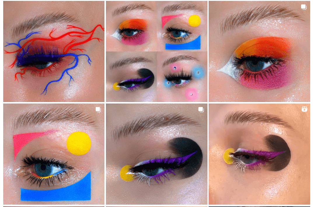 a collage of different eye makeup