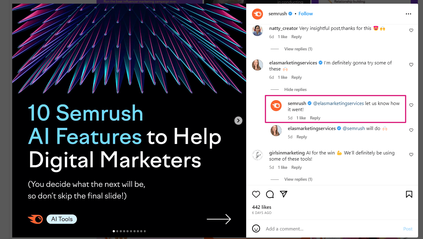 an example of an Instagram post with informative content