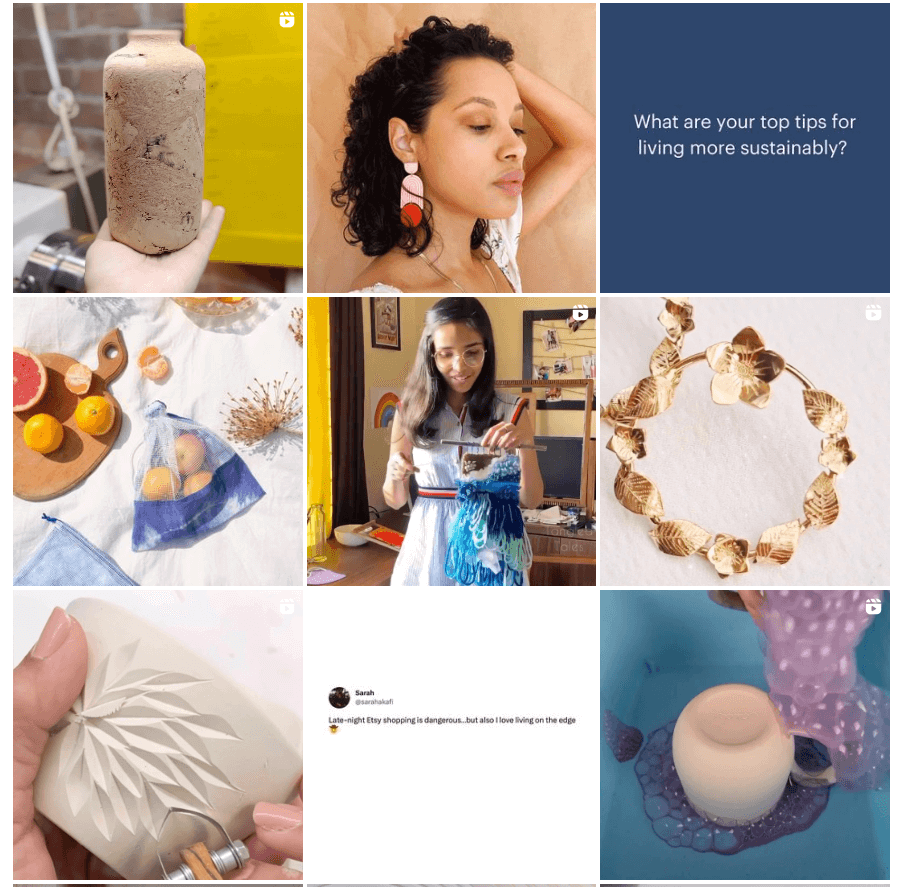 Etsy's Instagram grid
