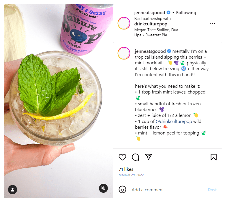 an example of a sponsored post on instagram