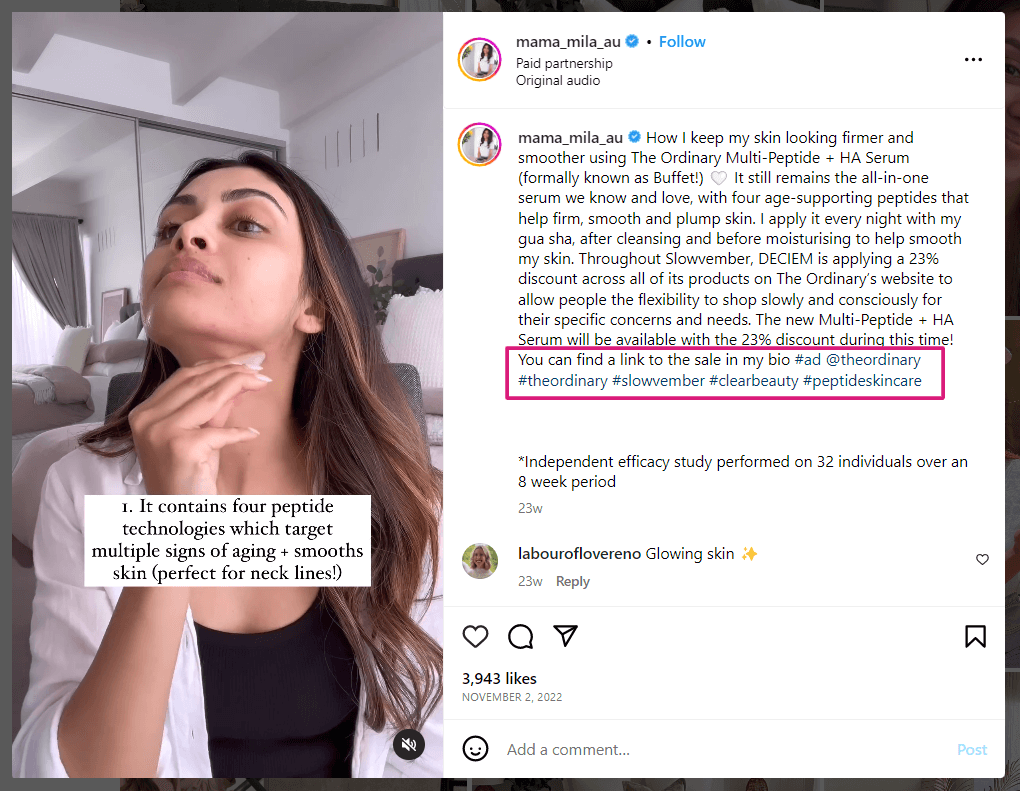 an example of affiliate marketing on Instagram