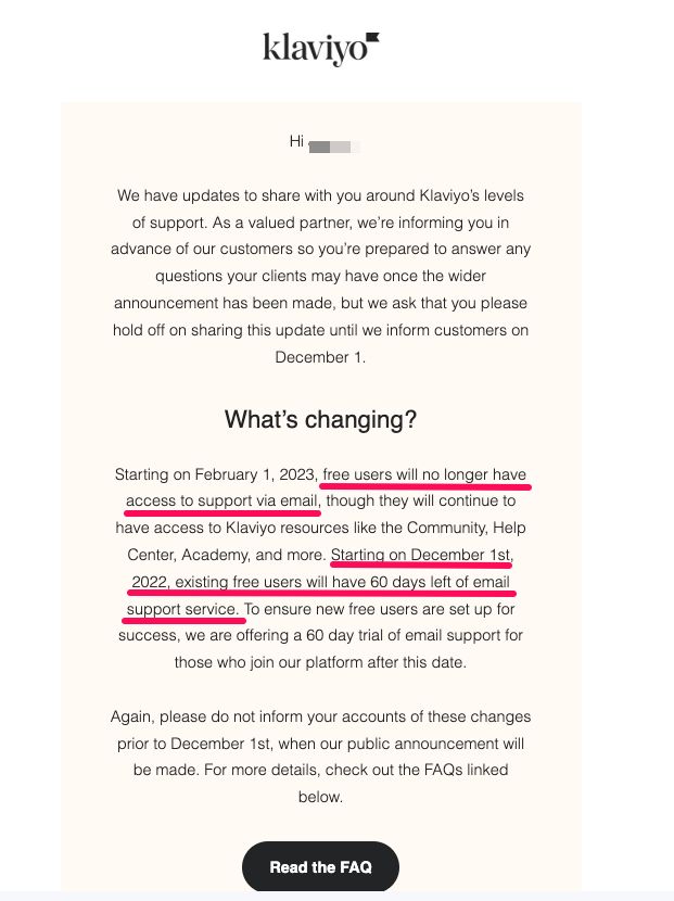 Klaviyo's email support