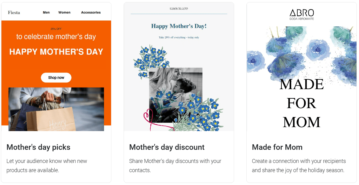 Omnisend email templates for Mother's Day