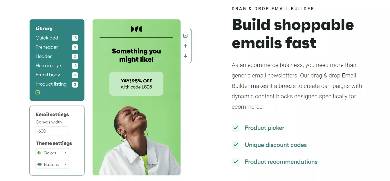 Omnisend's drag-and-drop email builder