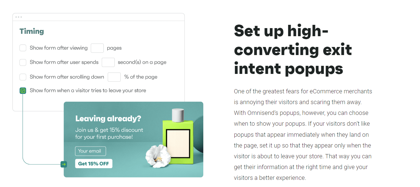 an example of Omnisend's popup