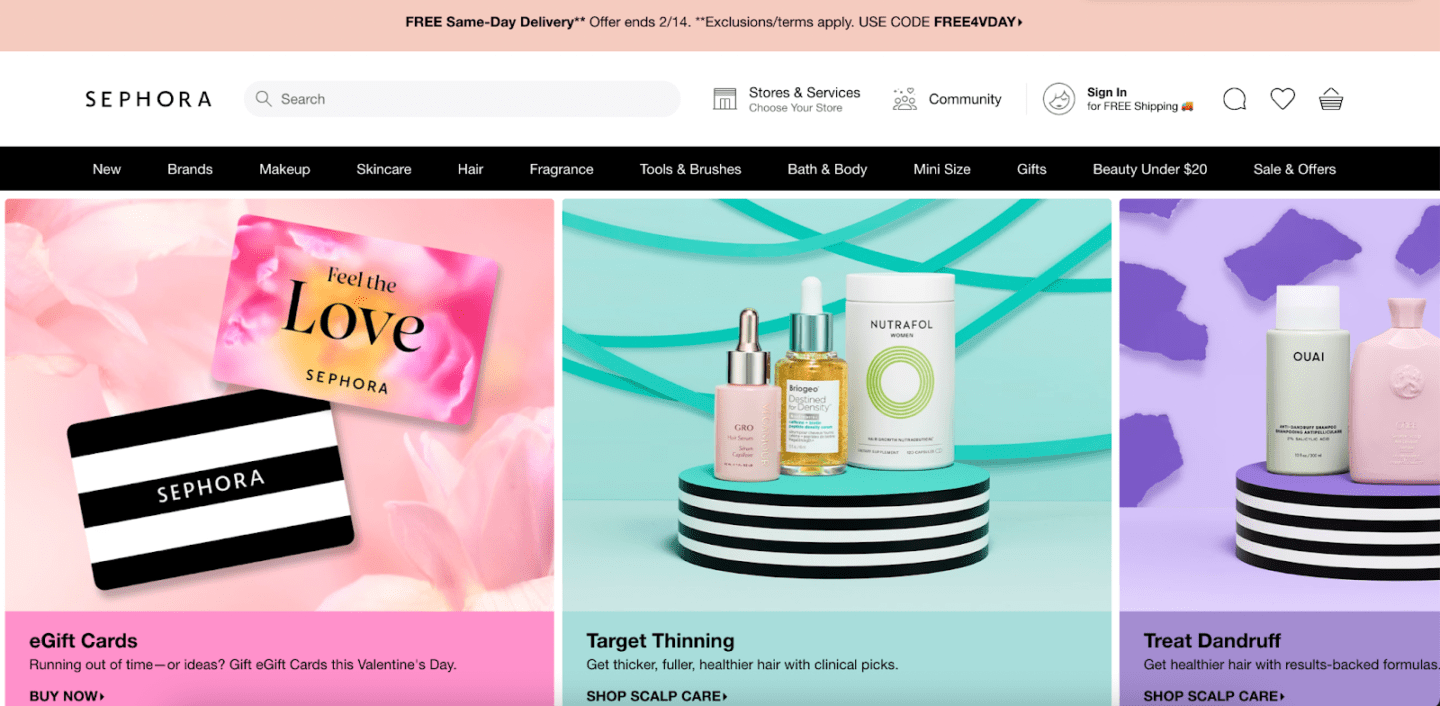 Sephora website