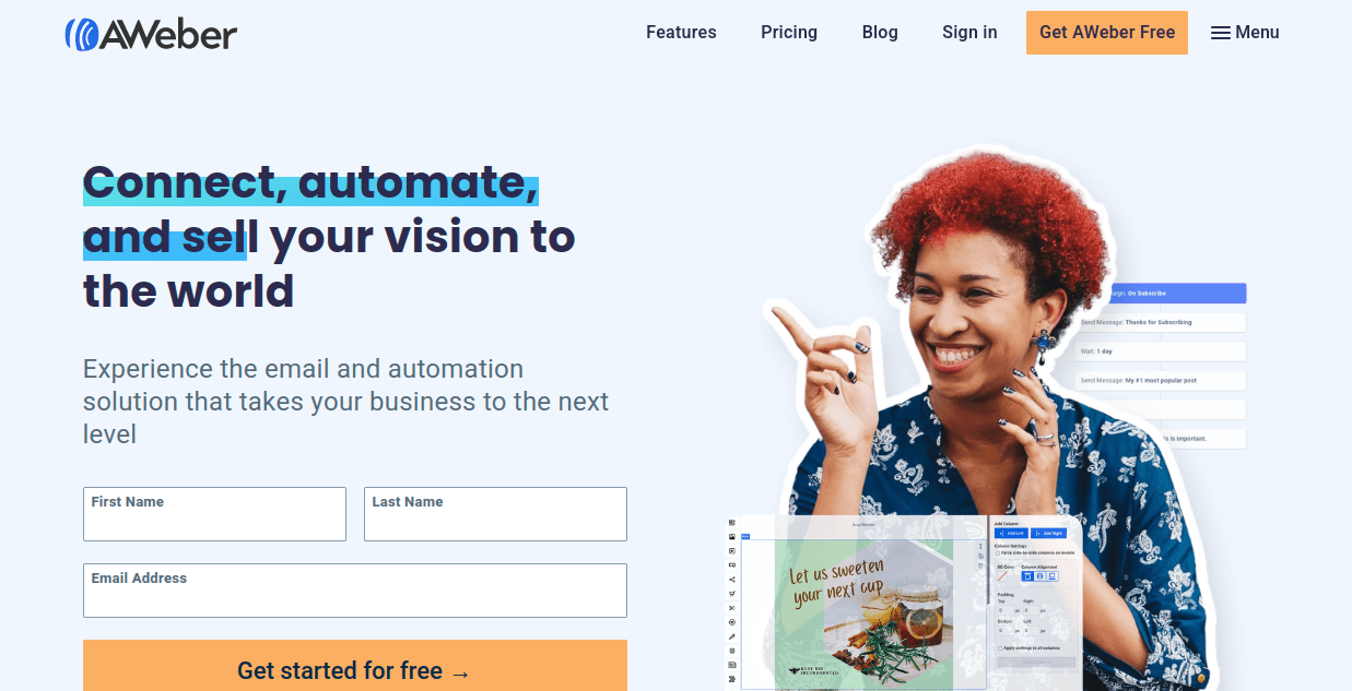 AWeber homepage