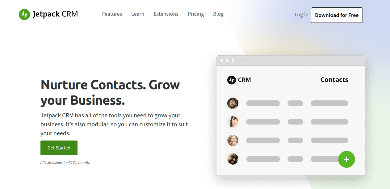 Jetpack CRM homepage