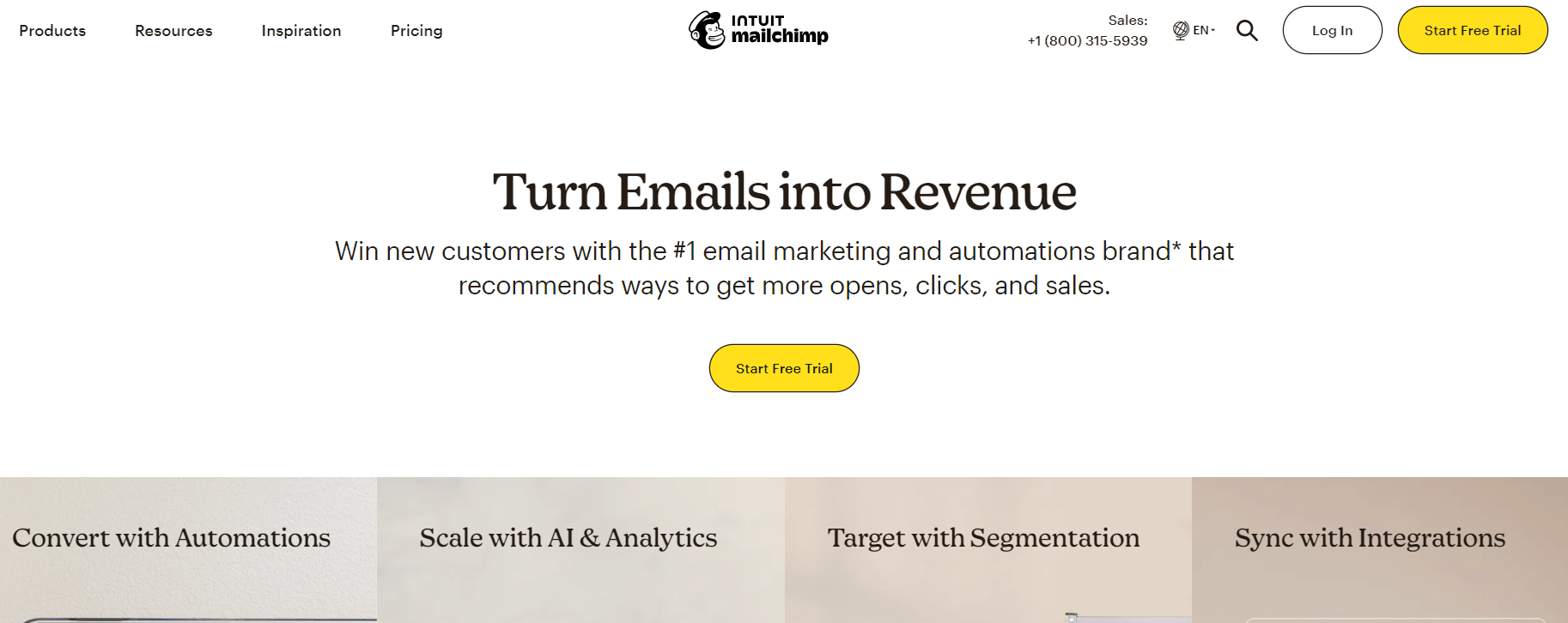 Mailchimp homepage