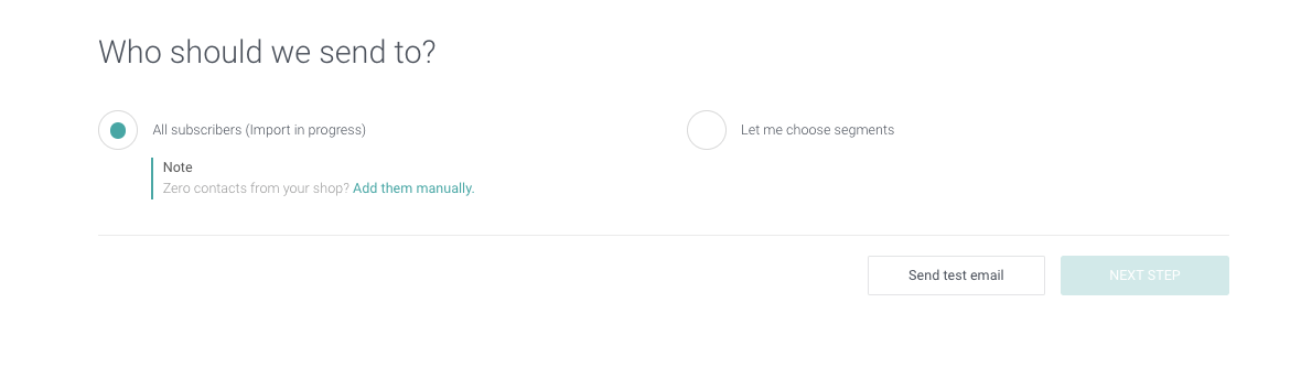 choosing recipients section at Omnisend