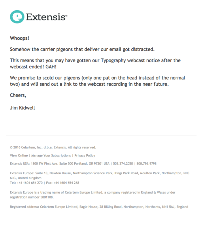 humorous apology email