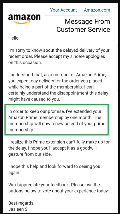 delayed delivery email