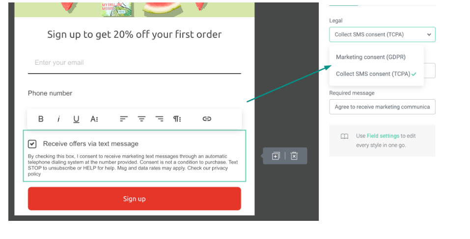 built-in opt-in fields in Omnisend forms