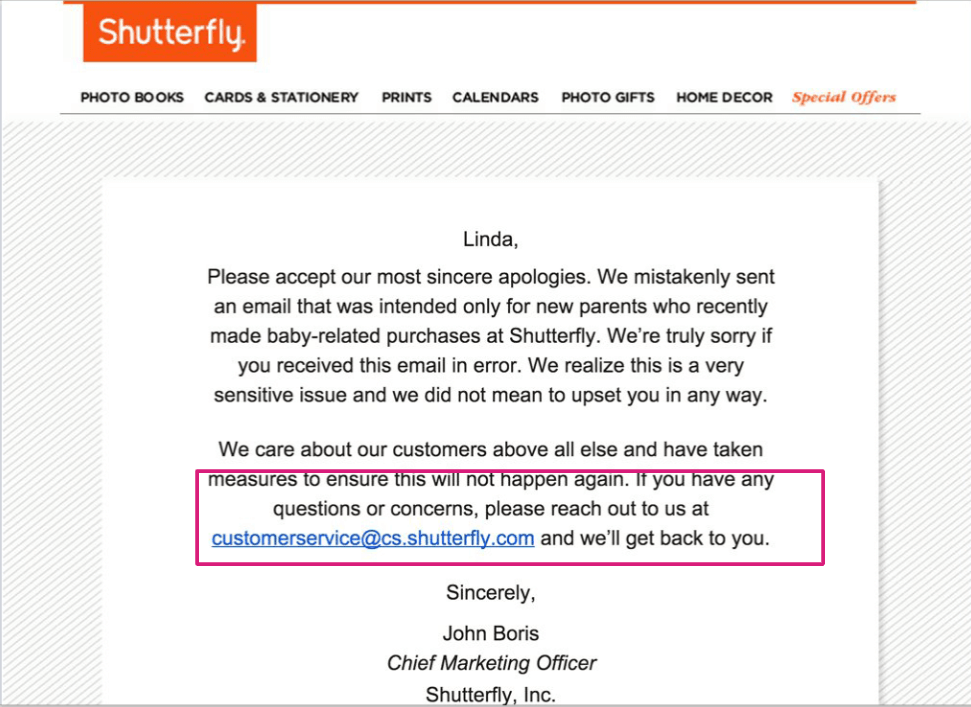 apology email offering additional support