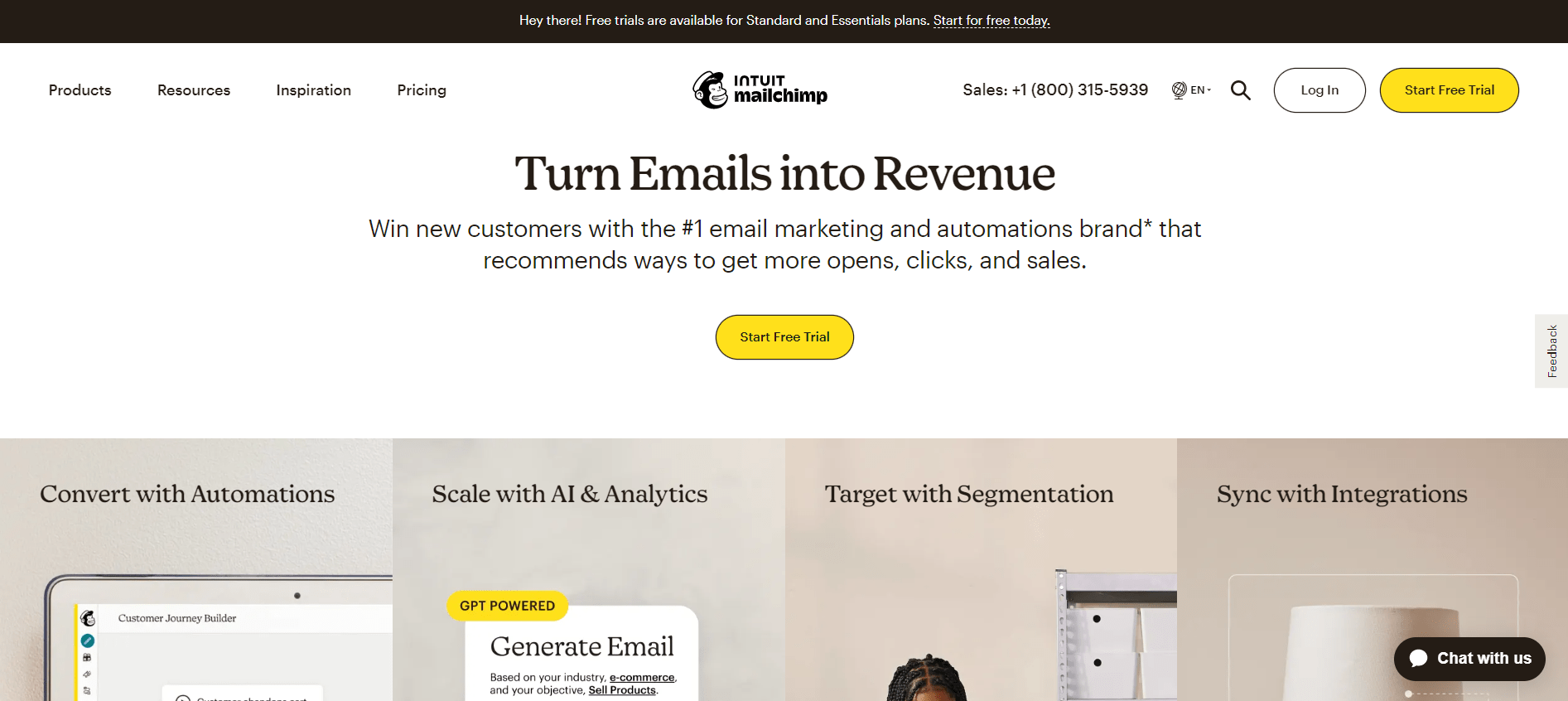 Mailchimp homepage