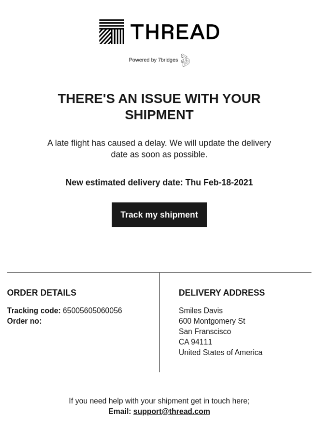 shipping delay apology email