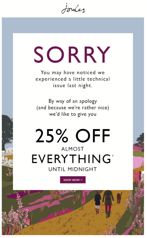 apology email offering compensation