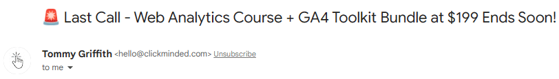 an example of a subject line creating sense of urgency