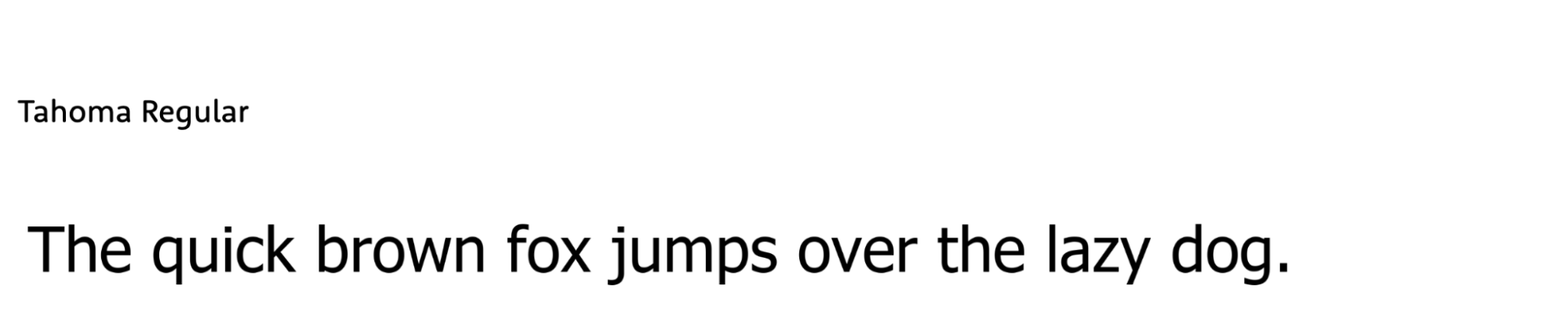 an example of a sentence in Tahoma font