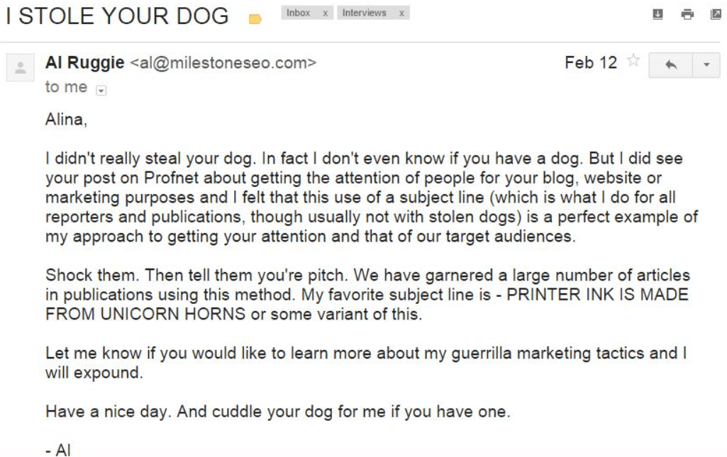 an example of creative subject line