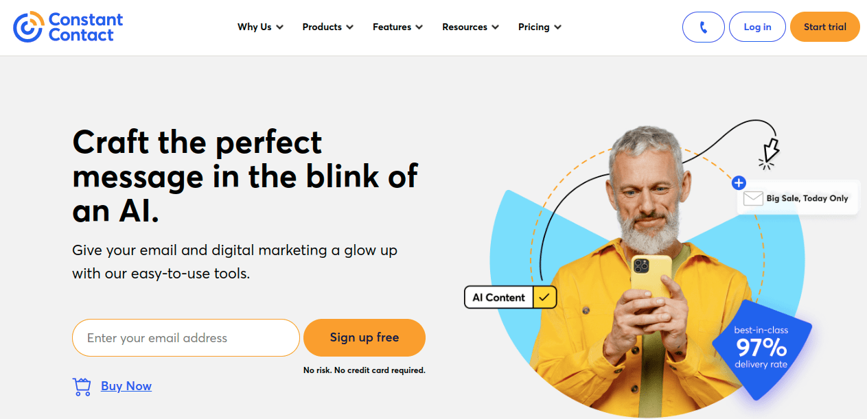 Constant Contact homepage