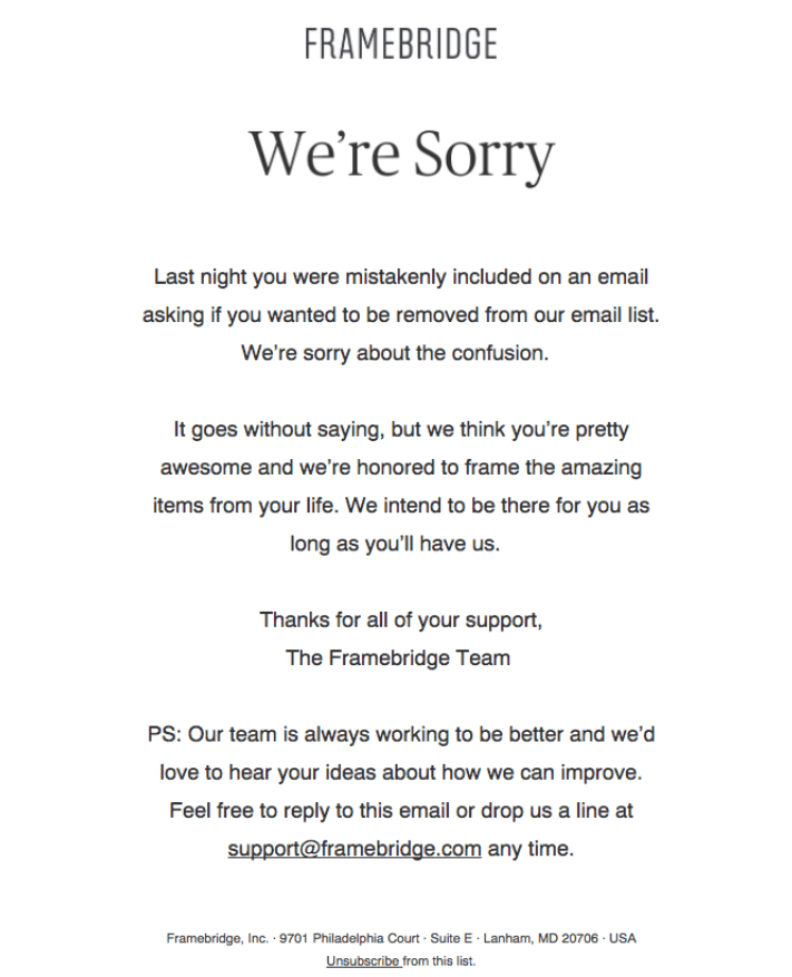 apology email asking for feedback