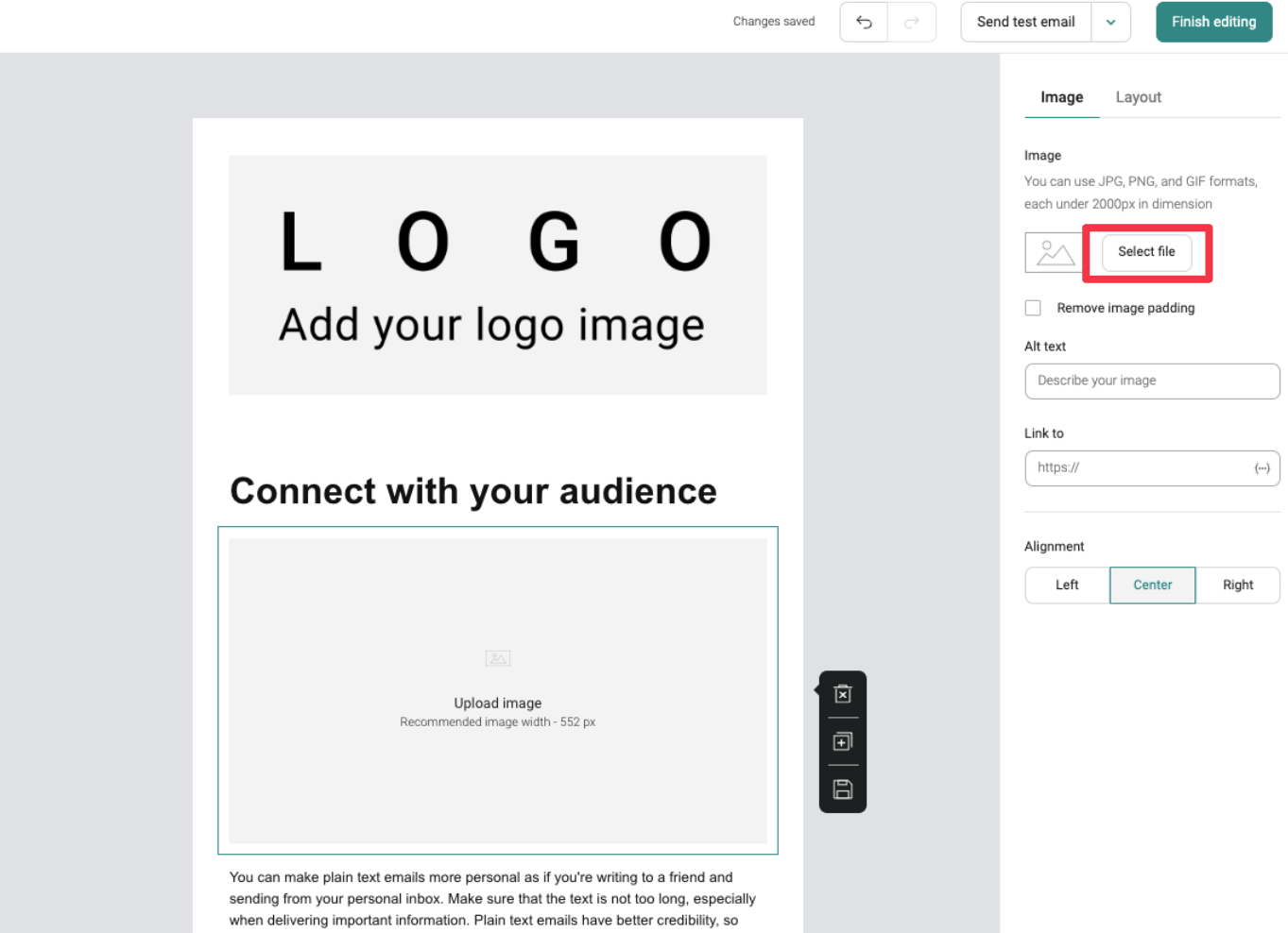 Omnisend email builder