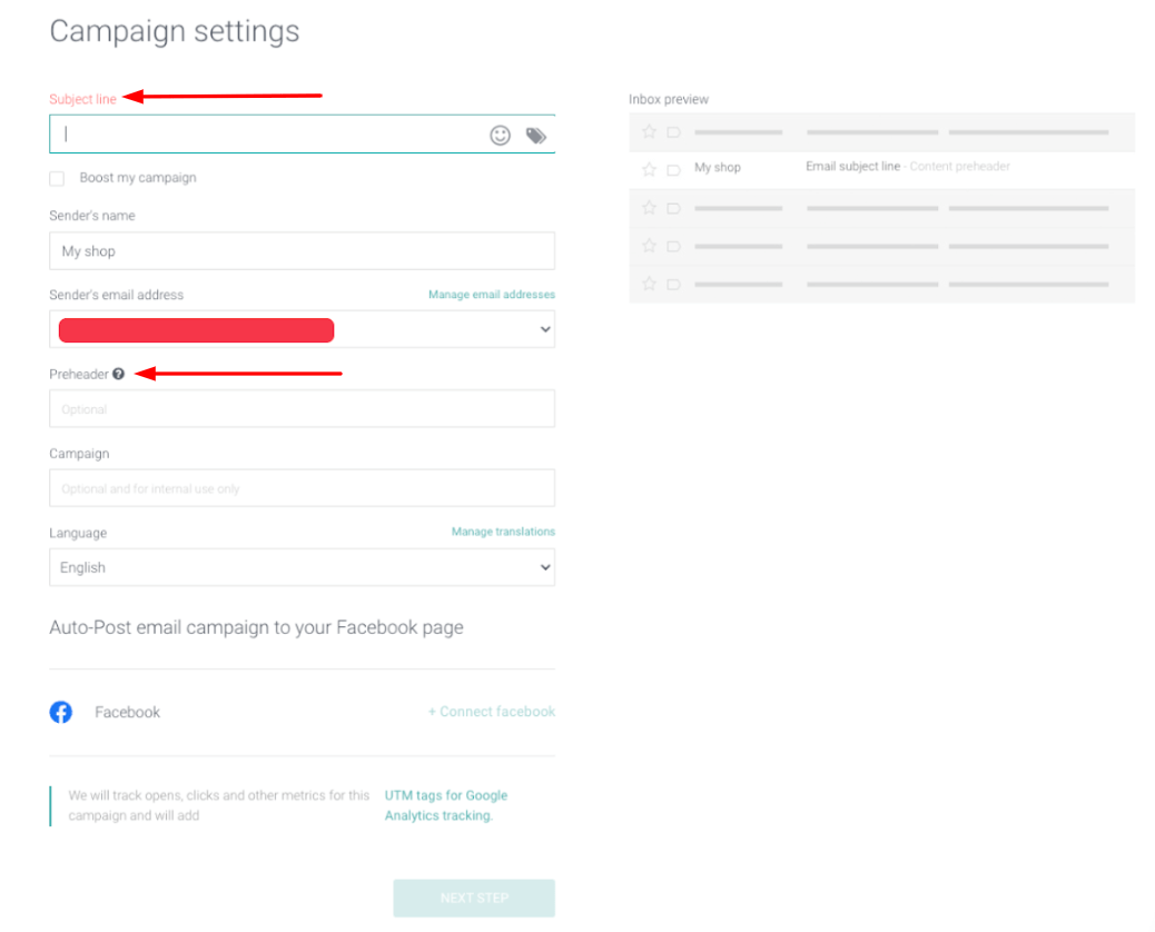 Omnisend's email campaign settings