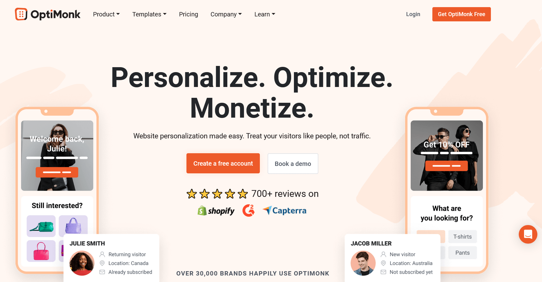 OptiMonk homepage