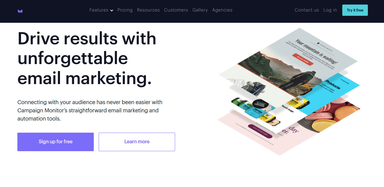 Campaign Monitor homepage