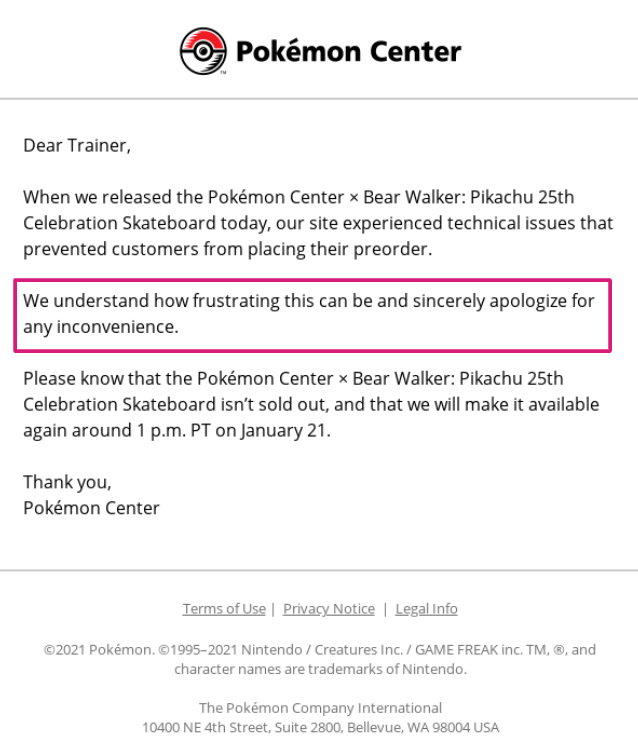 sincere apology email example