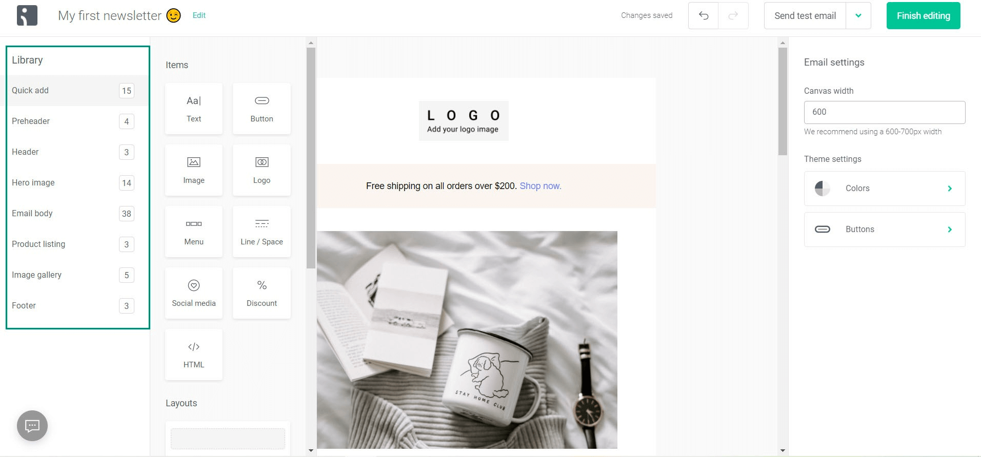 email campaign builder in Omnisend
