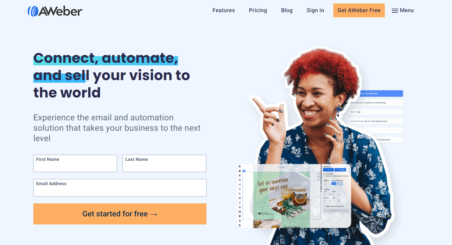 AWeber homepage